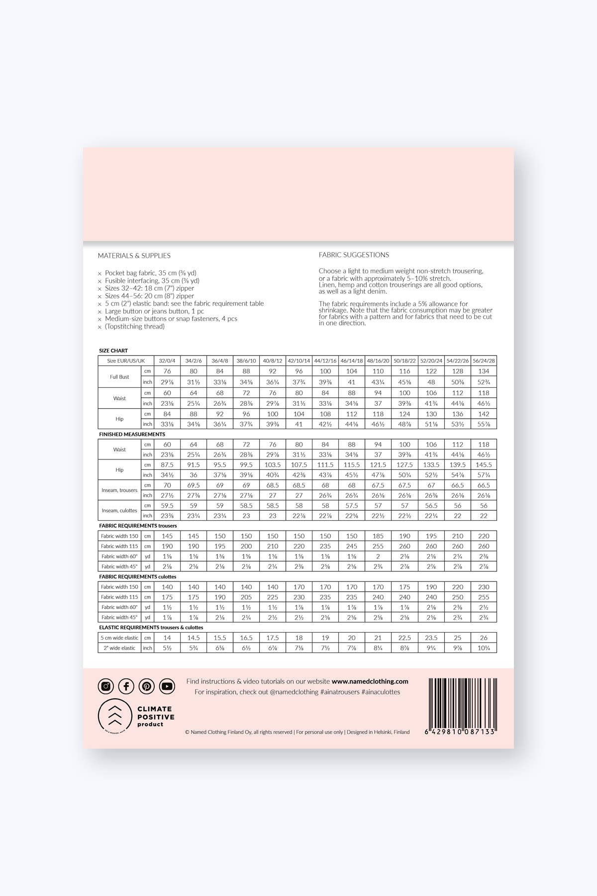 Named Clothing Aina Trousers & Culottes PDF Pattern