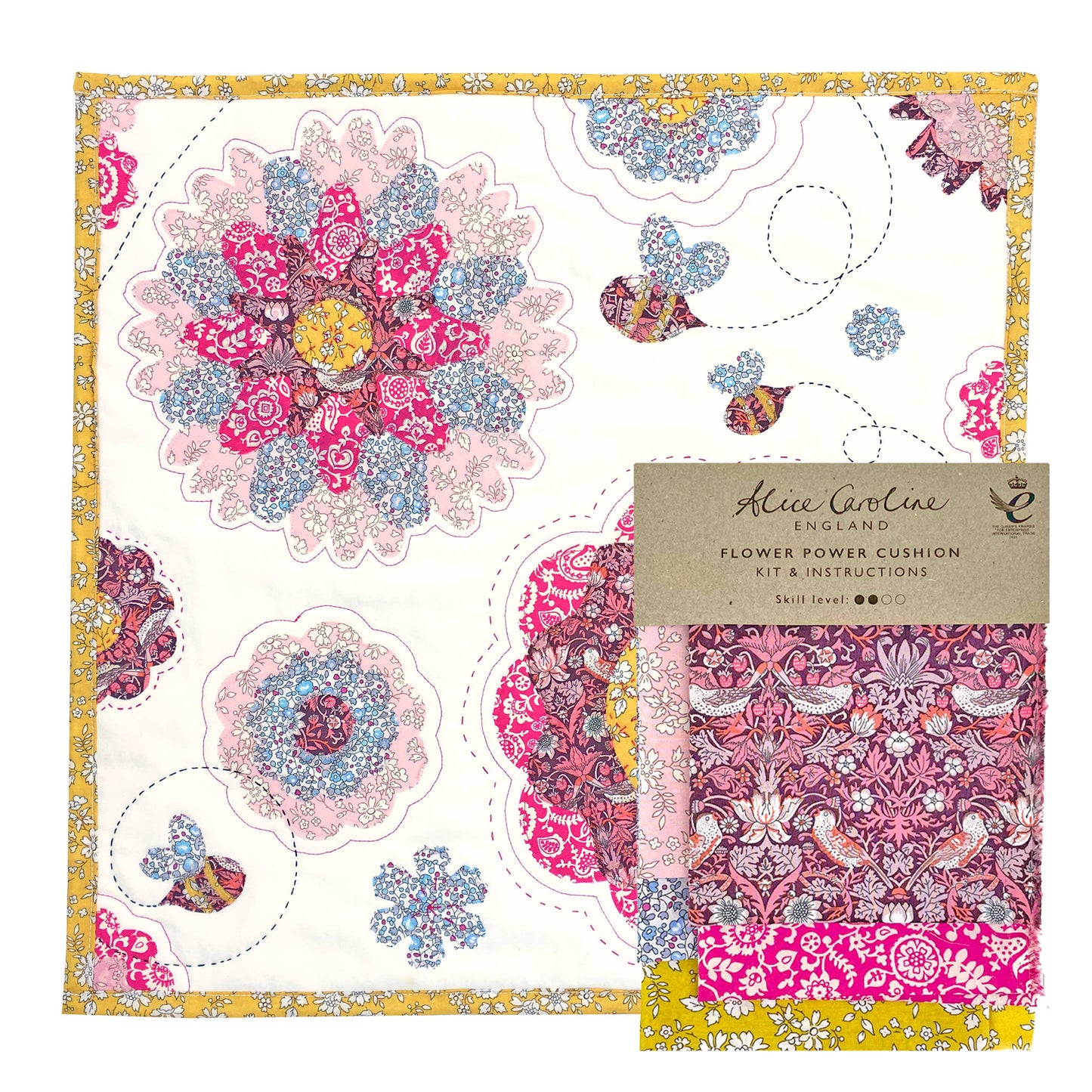 Alice Caroline Liberty Tana Lawn Fabric Flower Power Cushion Kit