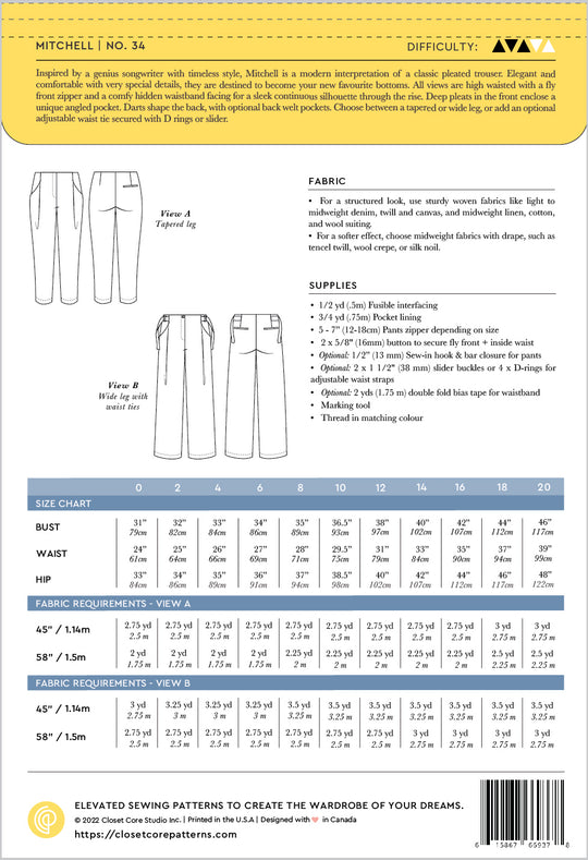 Closet Core Patterns Mitchell Trousers