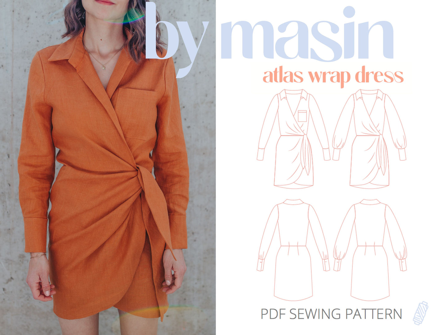 Sewing Patterns by Masin Atlas Wrap Dress PDF Pattern