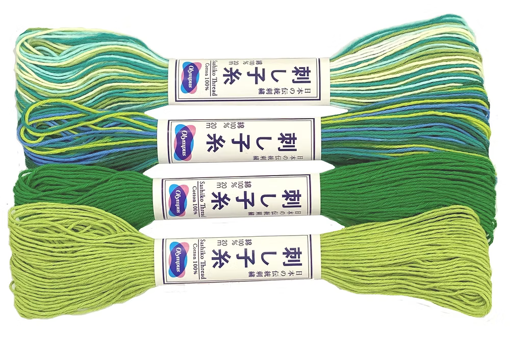 Olympus Sashiko Thread Collection Green Colours