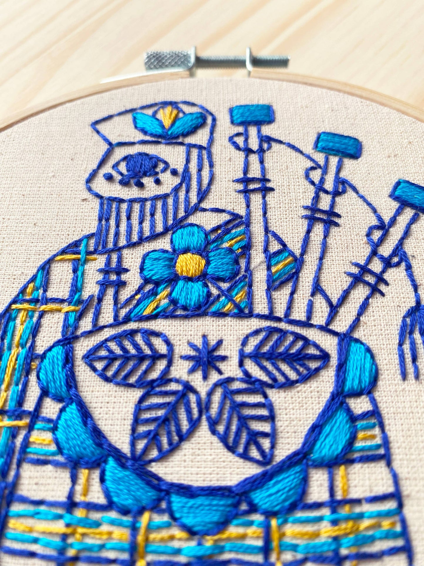 Hook, Line & Tinker Bagpiper Piping Complete Embroidery Kit