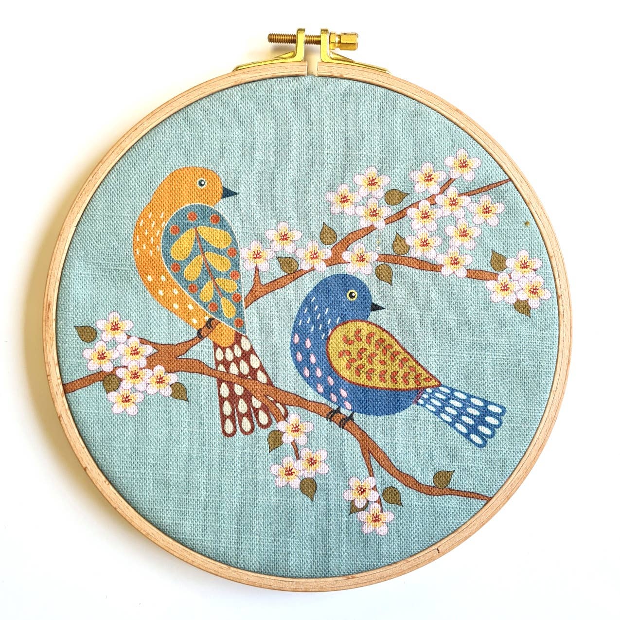 Corinne Lapierre Printed Linen Embroidery Kit Birds & Blossoms