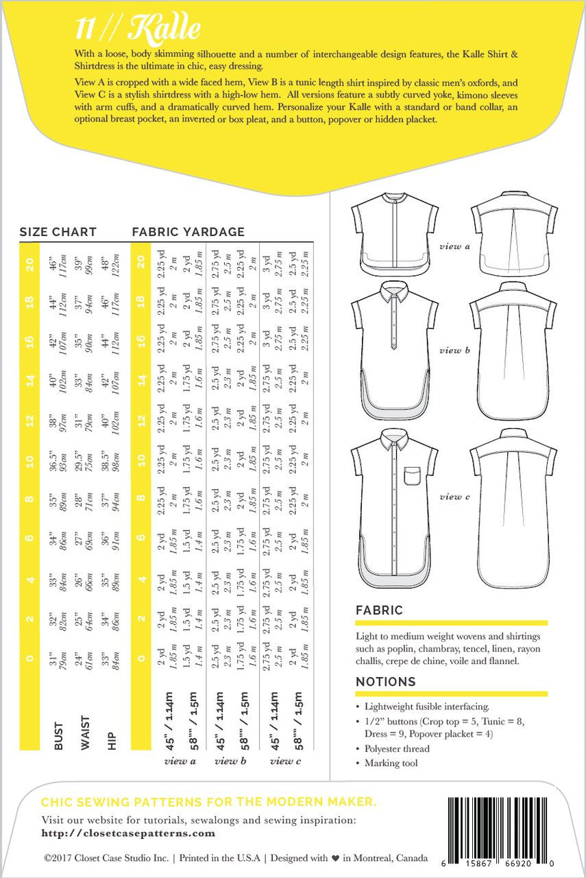 Closet Core Patterns Kalle Shirtdress and Shirt
