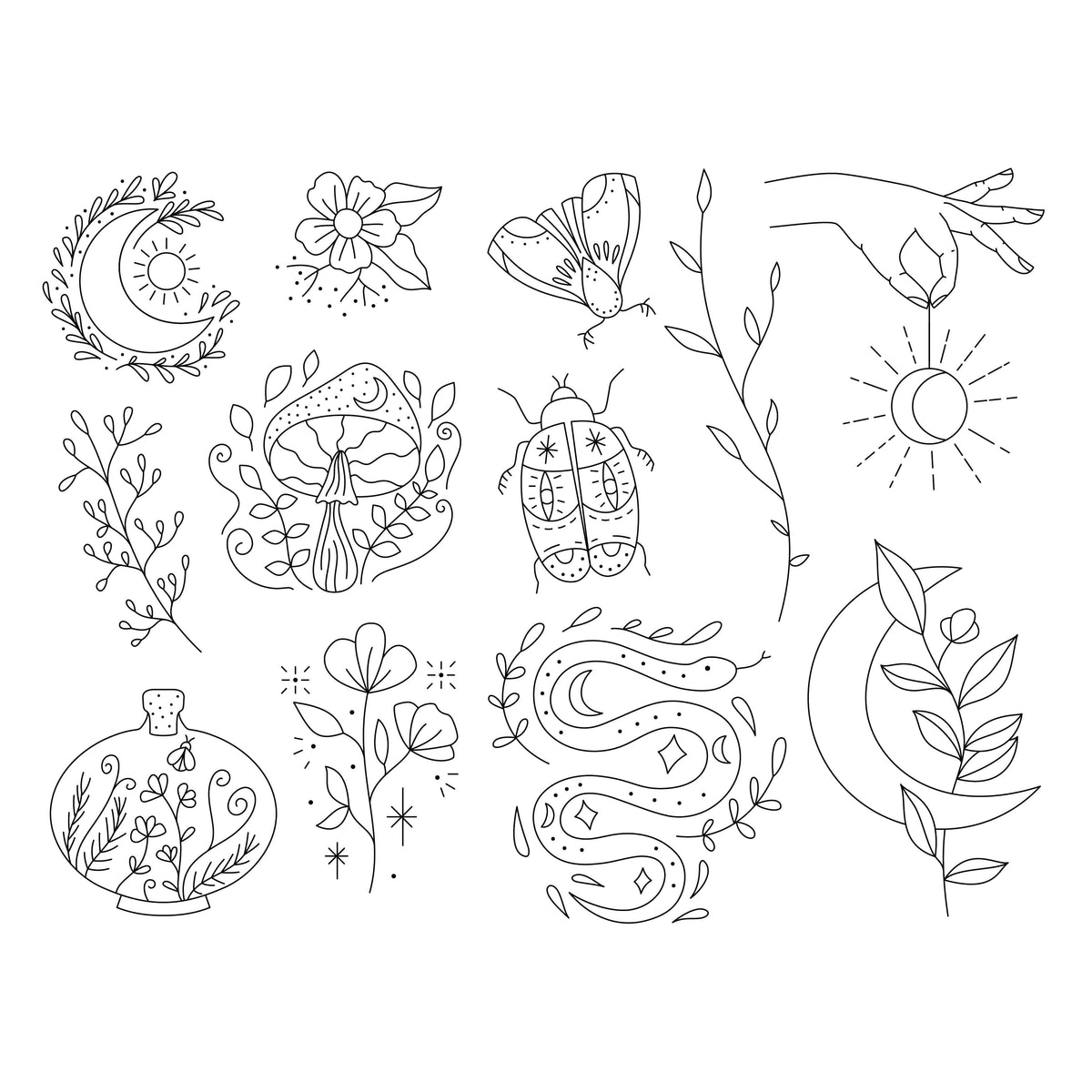 Hawthorn Handmade Moon Garden Stick & Stitch Embroidery Pack