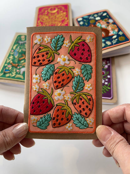 Rikrack Strawberries Embroidery Pocket Notebook