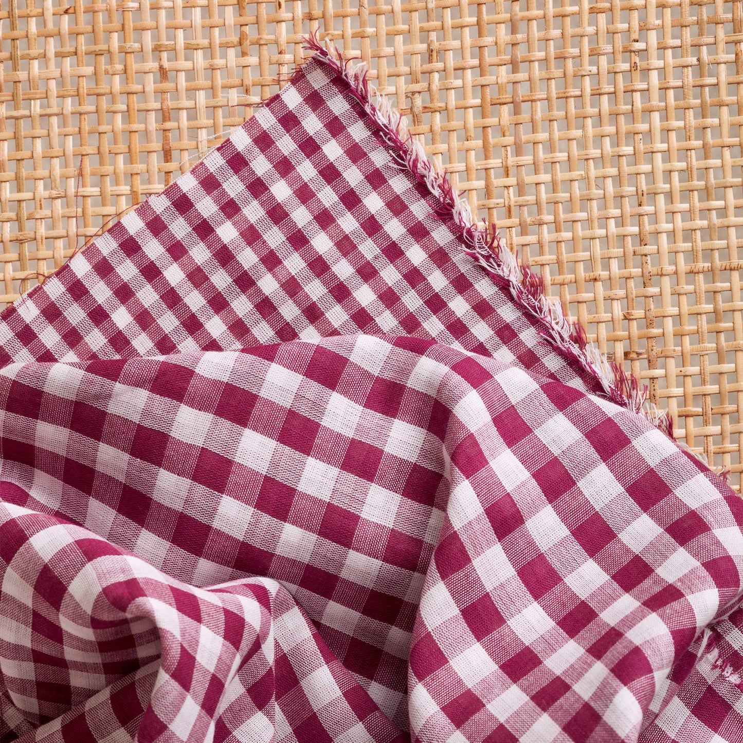 Atelier Brunette Double Gauze Gingham Off-White Dahlia ($40/metre)