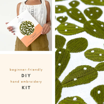 Embroidery and Sage Prickly Pears Embroidery Kit