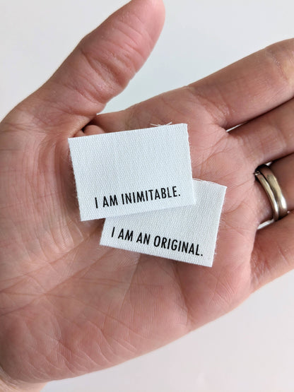 Intensely Distracted 'I Am Inimitable. I Am An Original.' Sewing Labels