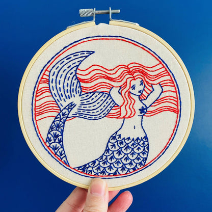 Hook, Line & Tinker Mermaid Complete Embroidery Kit