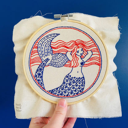 Hook, Line & Tinker Mermaid Complete Embroidery Kit