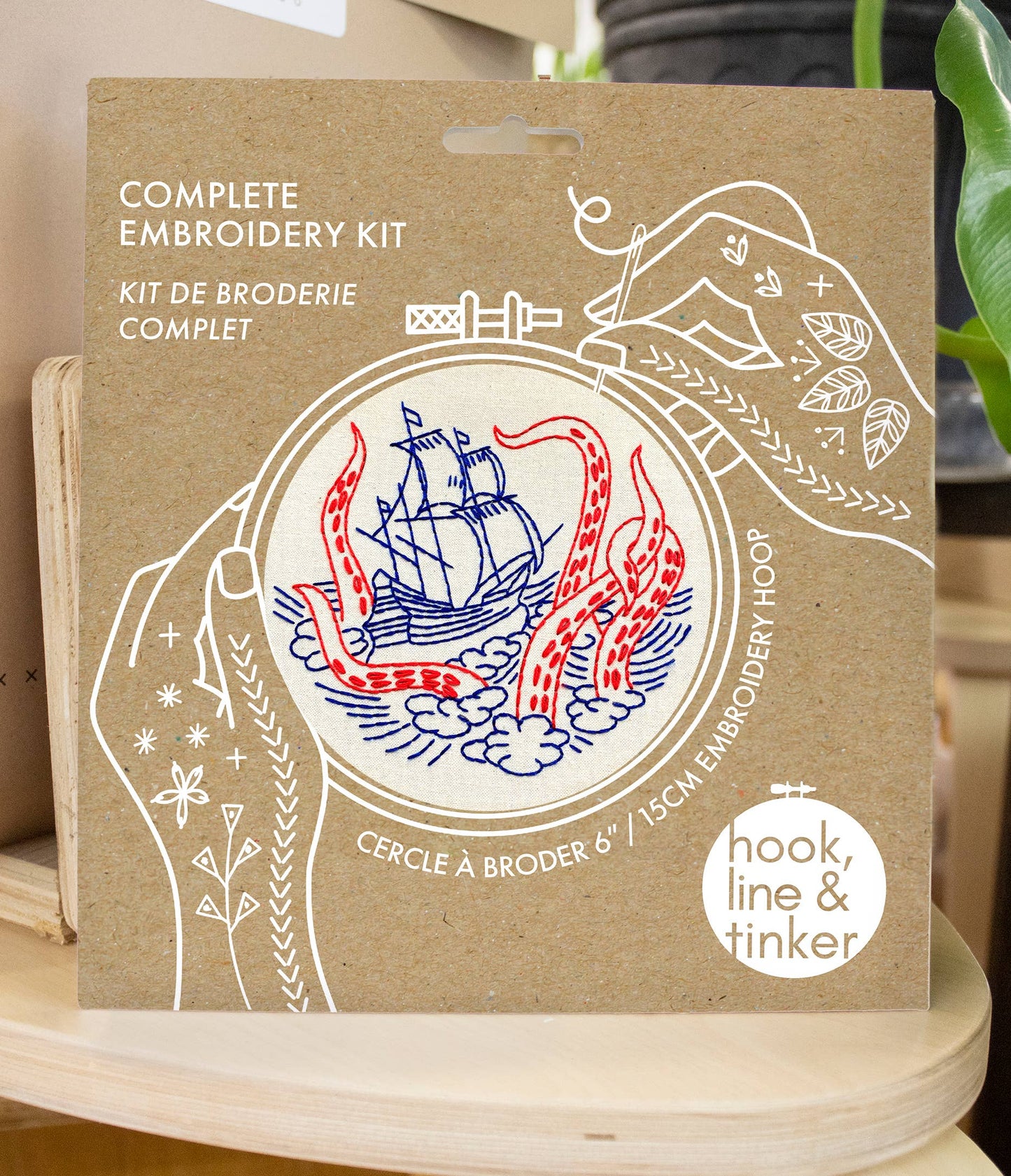 Hook, Line & Tinker Kraken and Ship Complete Embroidery Kit