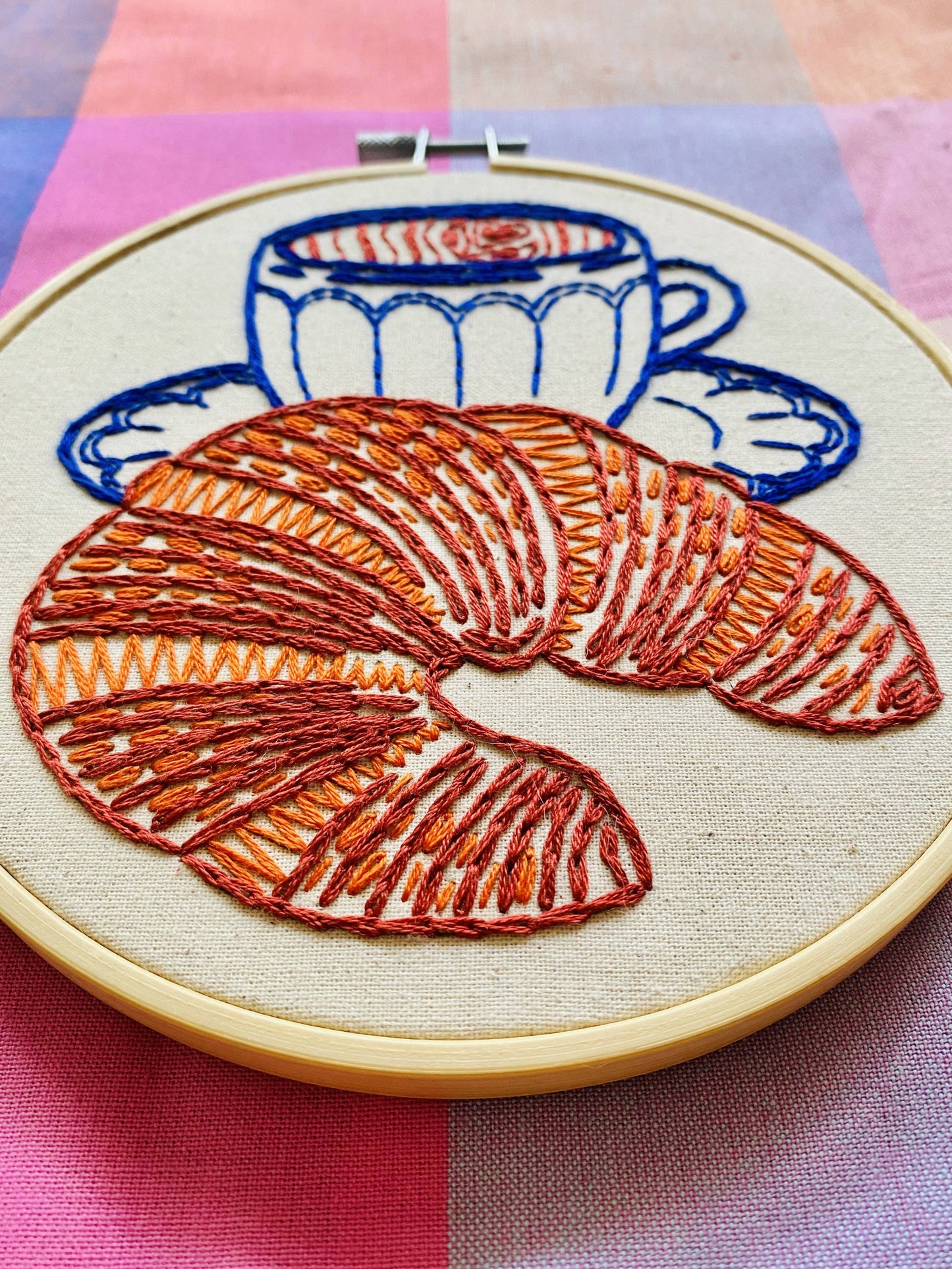 Hook, Line & Tinker Croissant Complete Embroidery Kit