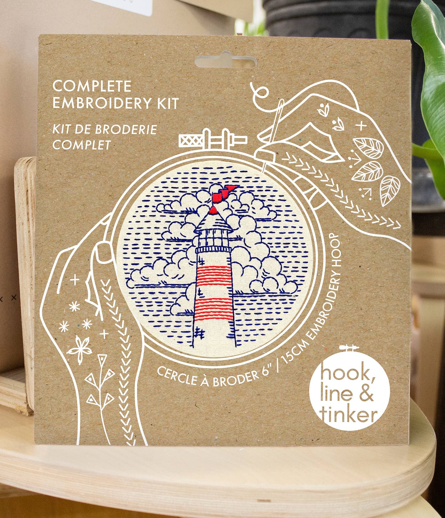 Hook, Line & Tinker Lighthouse Complete Embroidery Kit