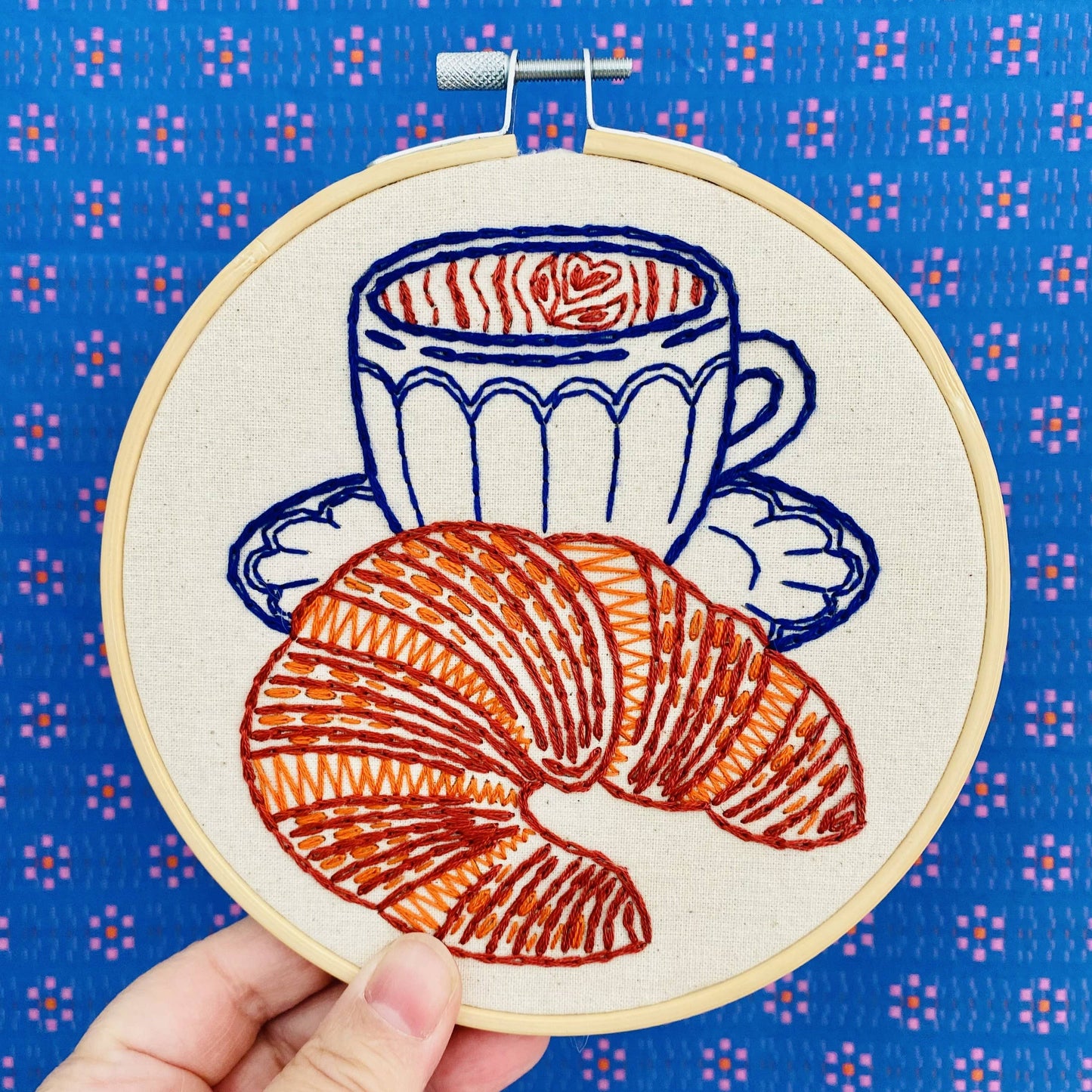 Hook, Line & Tinker Croissant Complete Embroidery Kit