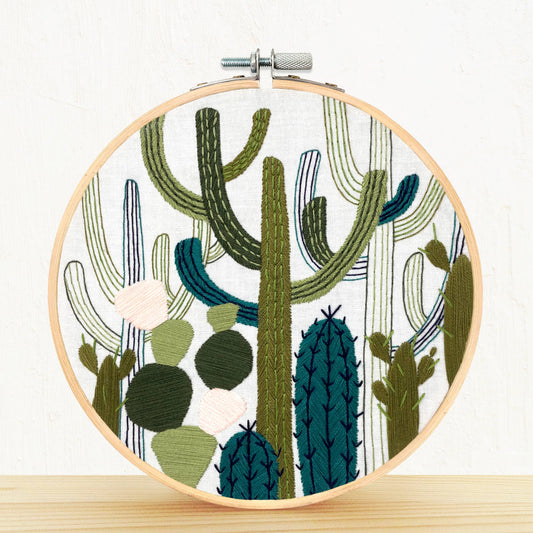 Embroidery and Sage Cactus Garden Embroidery Kit