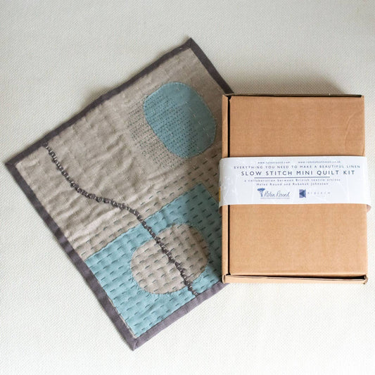 Helen Round Slow Stitched Mini Quilt Kit in Linen