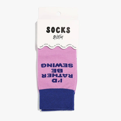 Kylie and The Machine 'I'd Rather Be Sewing' Socks (Purple/Blue)