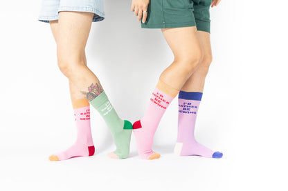 Kylie and The Machine 'I'd Rather Be Sewing' Socks (Pink/Orange)