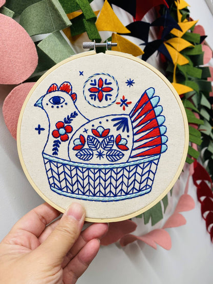 Hook, Line & Tinker French Hen Complete Embroidery Kit