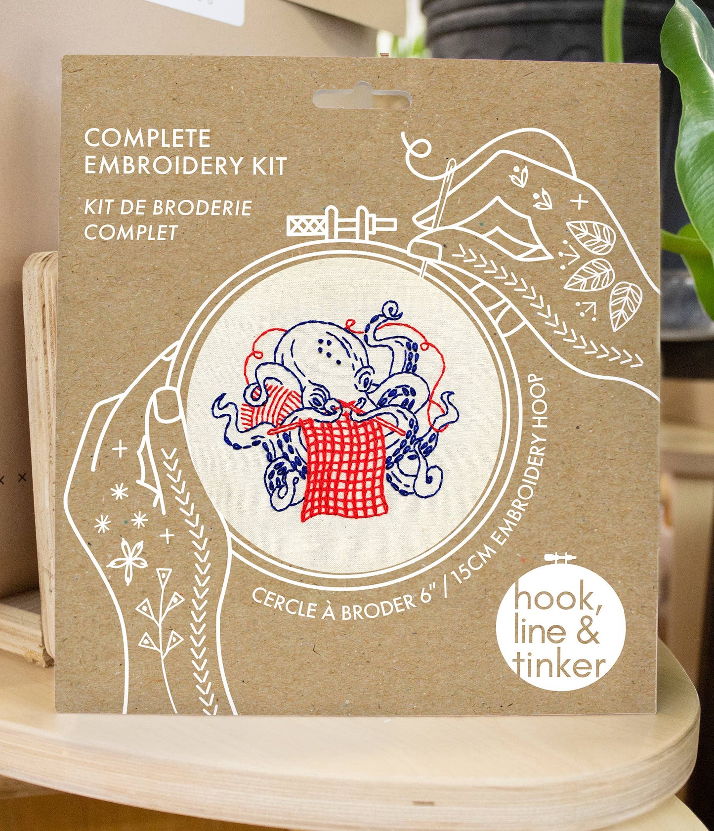 Hook, Line & Tinker Knitting Octopus Complete Embroidery Kit