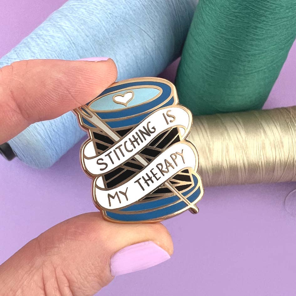 Jubly-Umph 'Stitching Is My Therapy' Enamel Lapel Pin