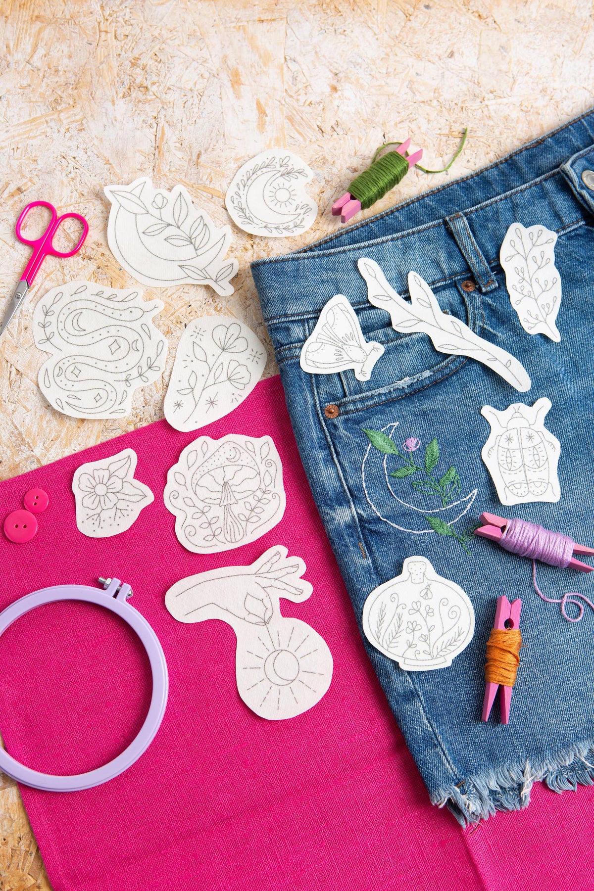 Hawthorn Handmade Moon Garden Stick & Stitch Embroidery Pack