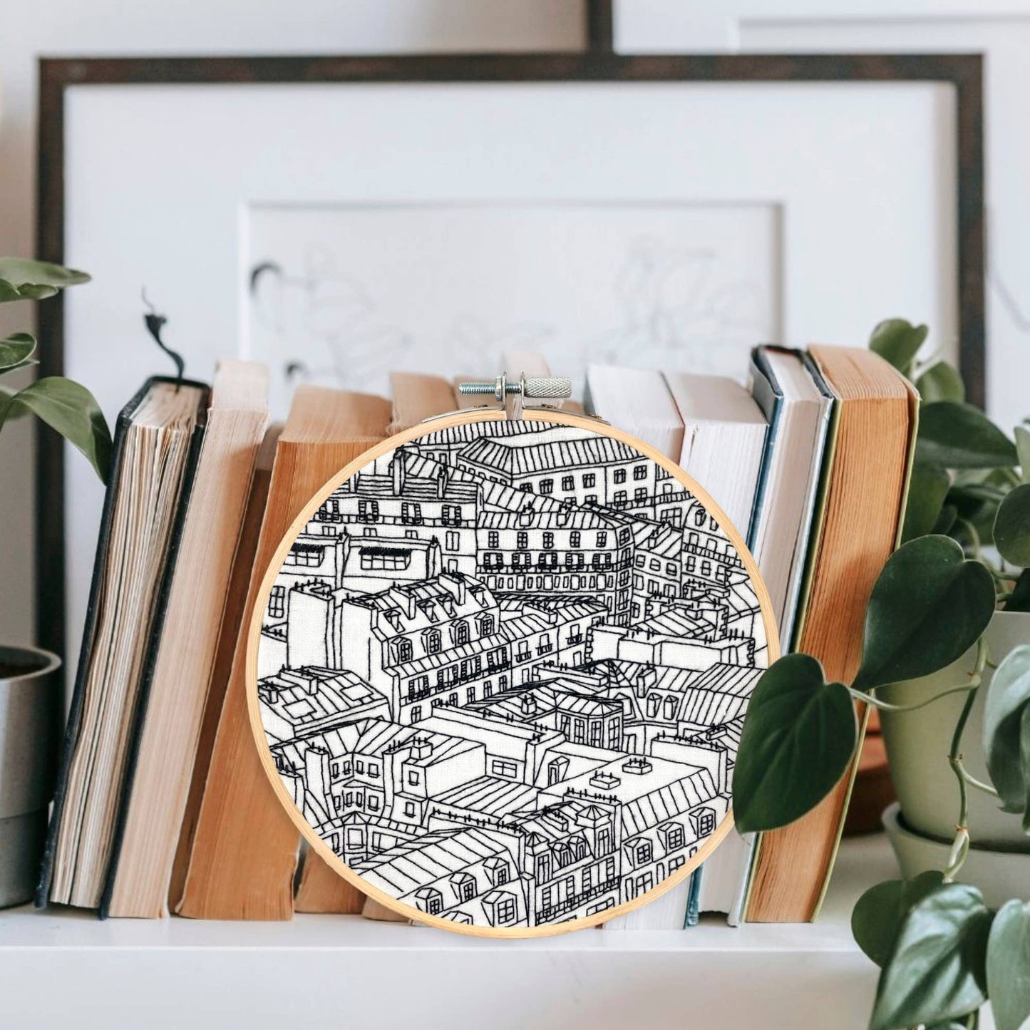 Embroidery and Sage Rooftops of Paris, France Embroidery Kit
