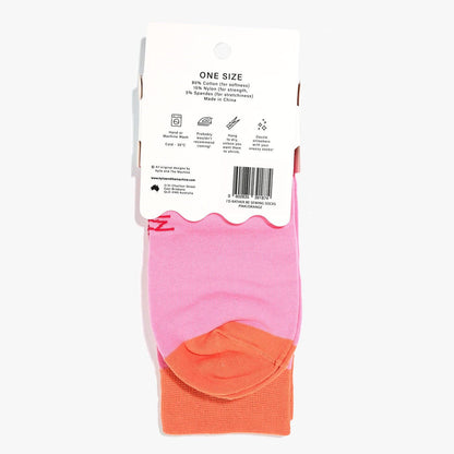 Kylie and The Machine 'I'd Rather Be Sewing' Socks (Pink/Orange)