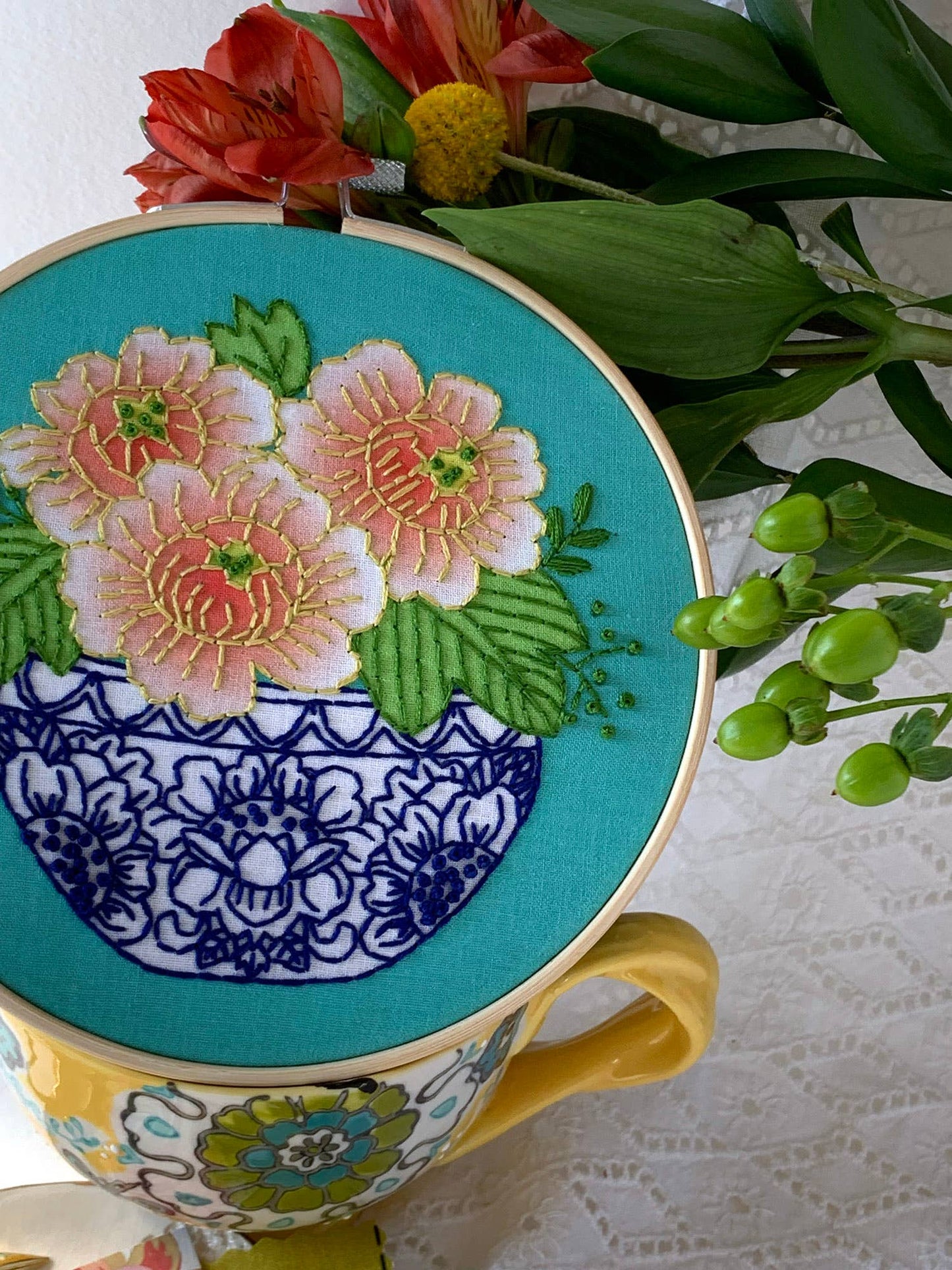 Rikrack Peony Embroidery Kit