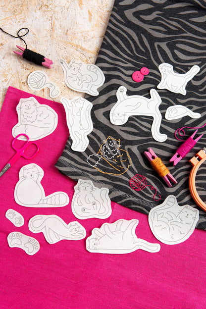 Hawthorn Handmade Curious Cats Stick & Stitch Embroidery Pack