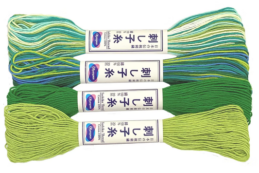 Olympus Sashiko Thread Collection Green Colours