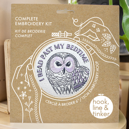 Hook, Line & Tinker I Read Past my Bedtime Complete Embroidery Kit