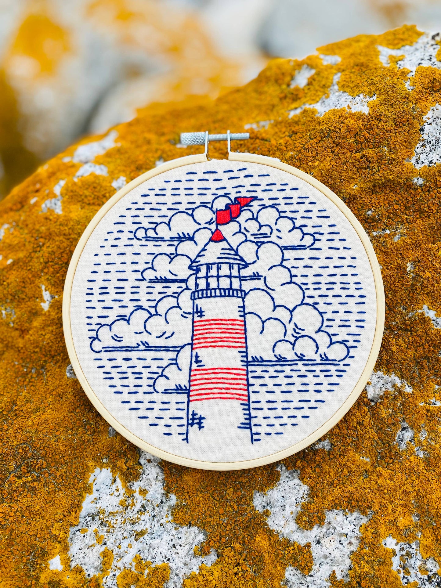 Hook, Line & Tinker Lighthouse Complete Embroidery Kit