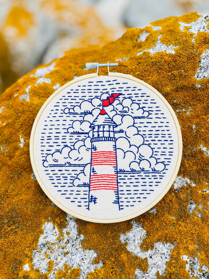 Hook, Line & Tinker Lighthouse Complete Embroidery Kit