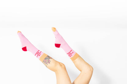 Kylie and The Machine 'I'd Rather Be Sewing' Socks (Pink/Orange)