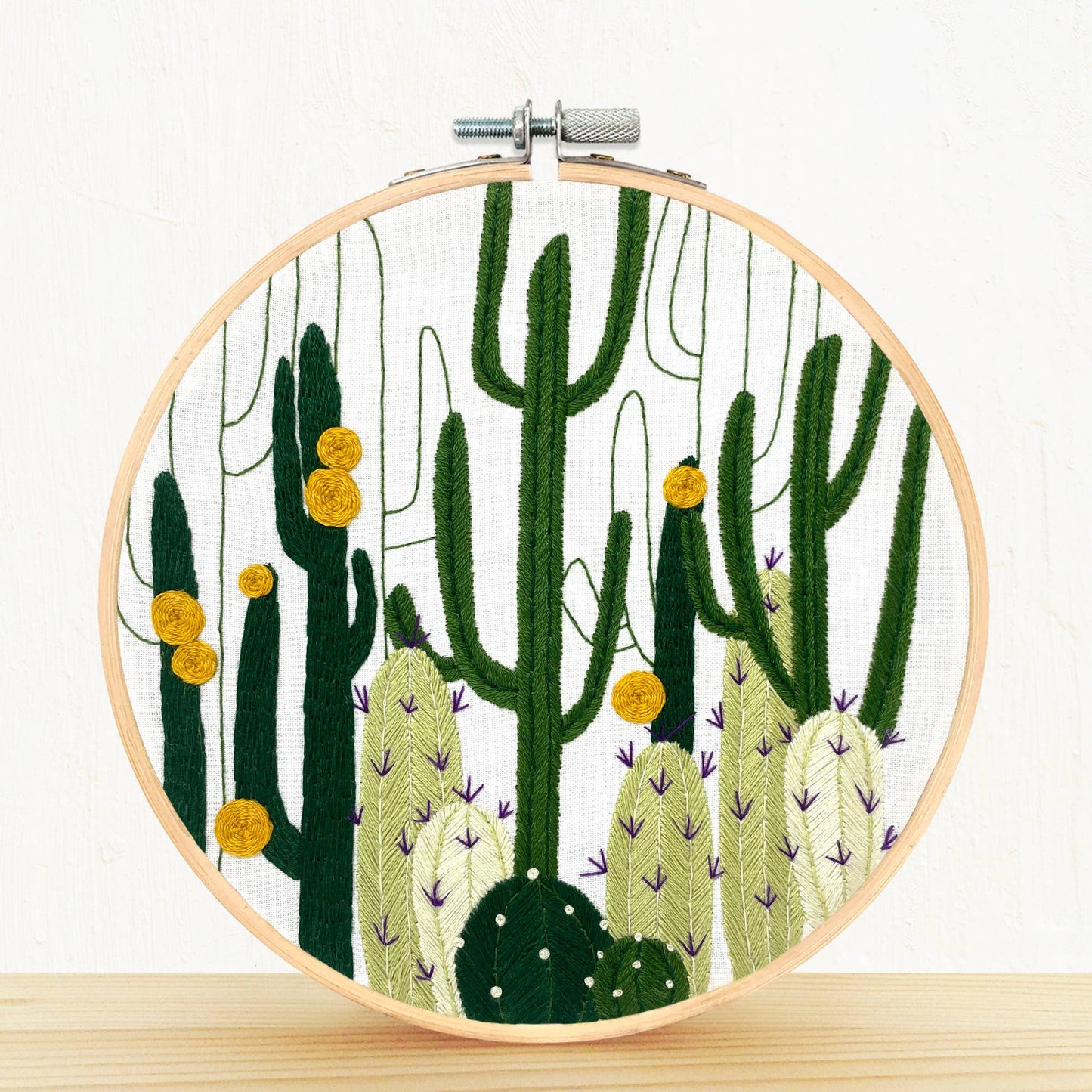 Embroidery and Sage Cactus Bloom Embroidery Kit