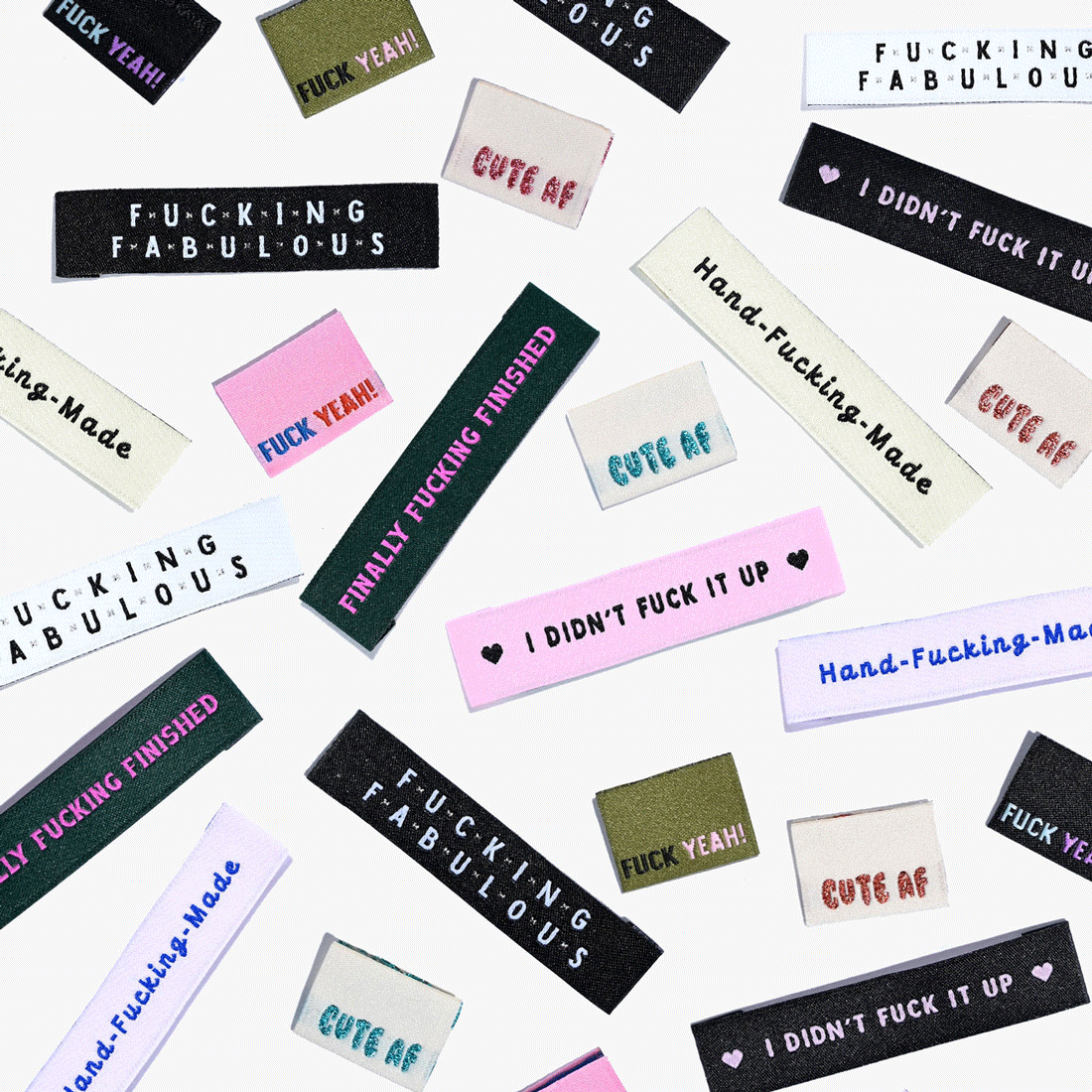 Kylie and The Machine 'Hand-F*cking-Made' Woven Sewing Labels