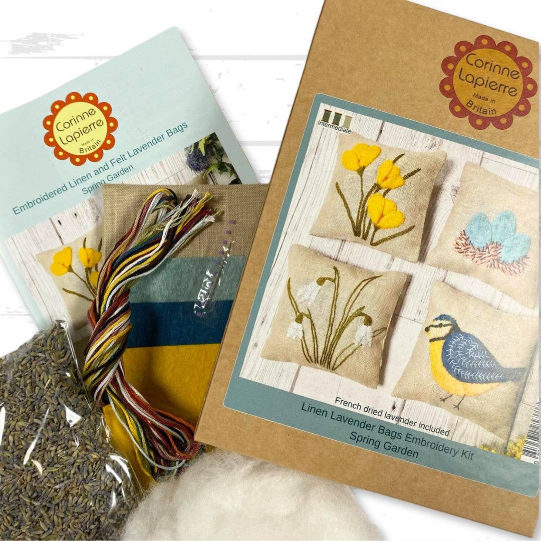 Corinne Lapierre Linen Lavender Bags Embroidery Kit (Spring Garden)