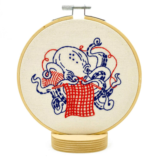 Hook, Line & Tinker Knitting Octopus Complete Embroidery Kit