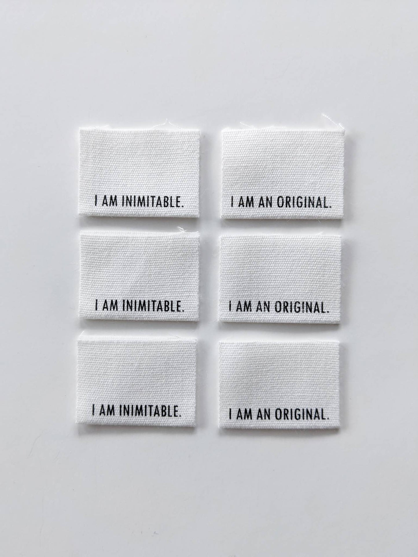 Intensely Distracted 'I Am Inimitable. I Am An Original.' Sewing Labels