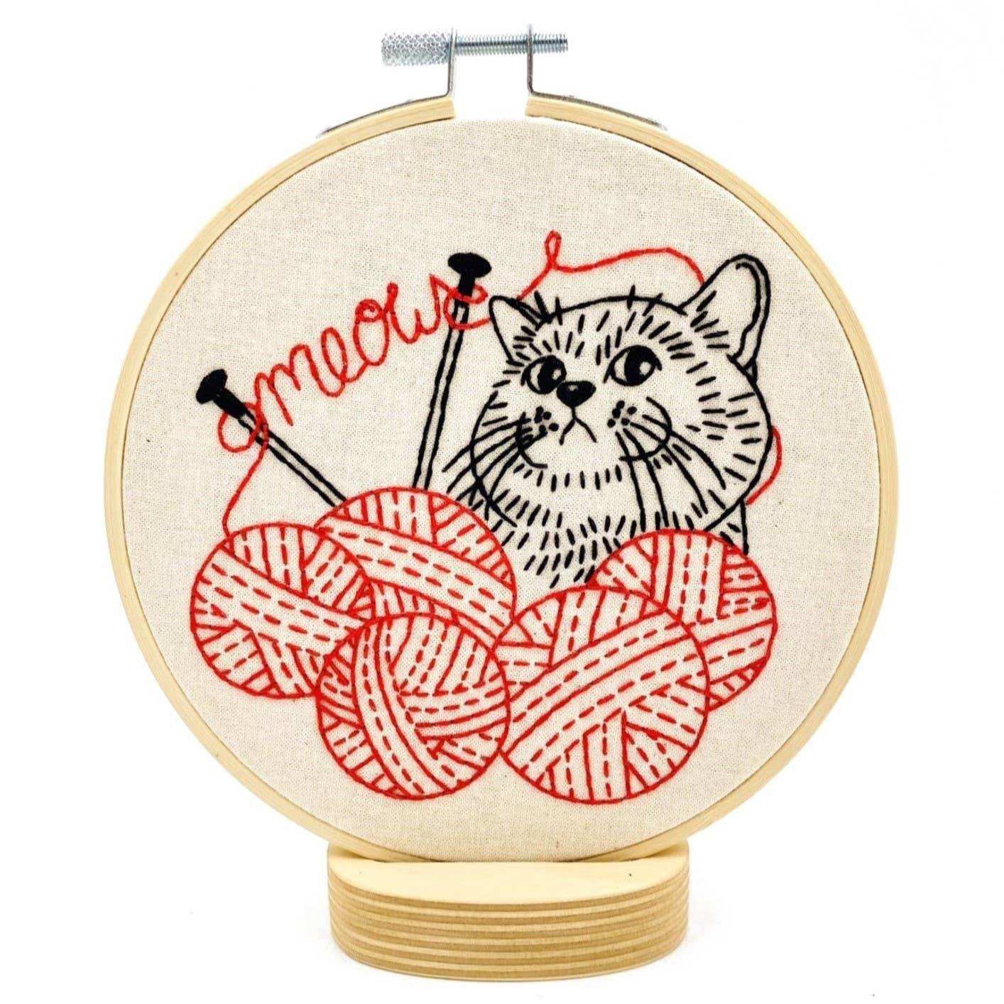 Hook, Line & Tinker Kitten with Knitting Complete Embroidery Kit