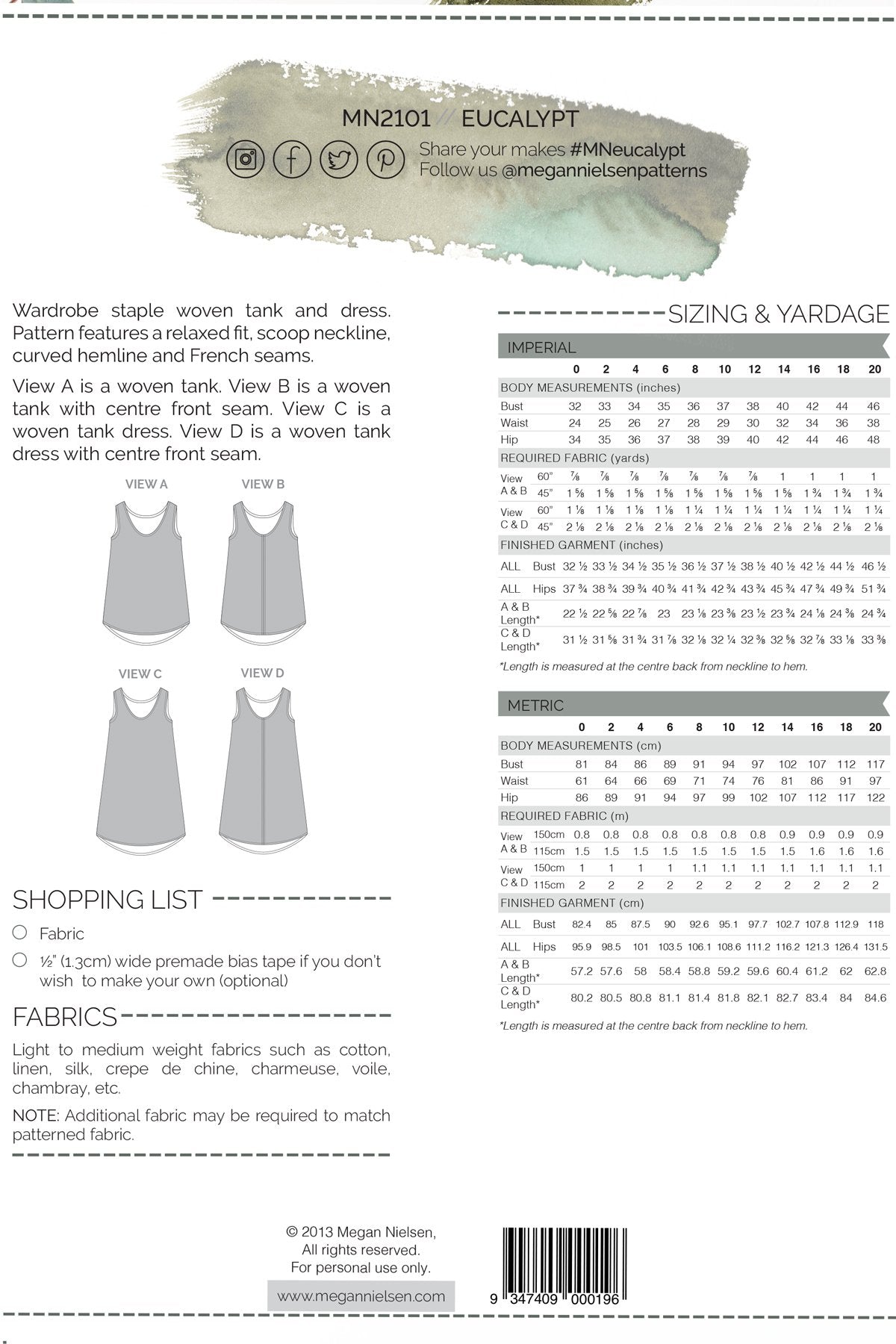 Megan Nielsen Eucalypt Tank Top and Dress